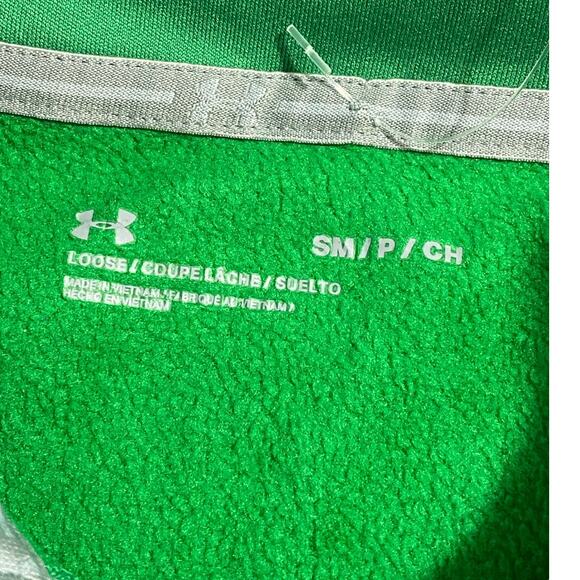 Under Armour Notre Dame Quarter-Zip Pullover Size Small Green ND Logo Fleece - Picture 3 of 8